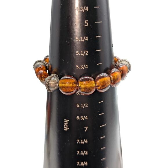 Lot of Three Amber Glass Bead Stretch Bracelets - Picture 5 of 7